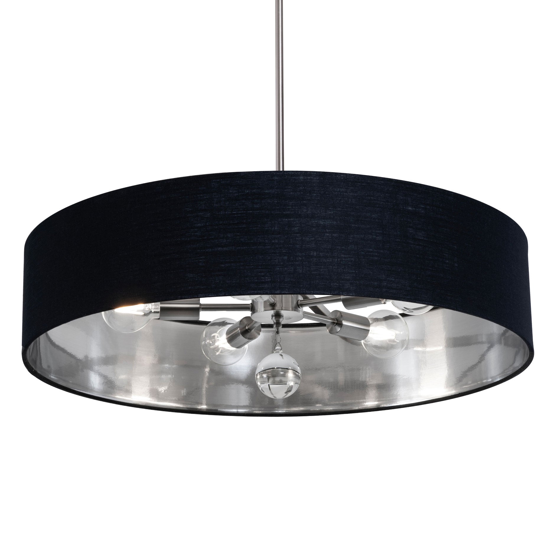 AFX Lighting CLNP30MBSN-BKSL Celine 30 Inch LED Pendant Light Medium Base Satin Nickel Finish - Black/Silver shade