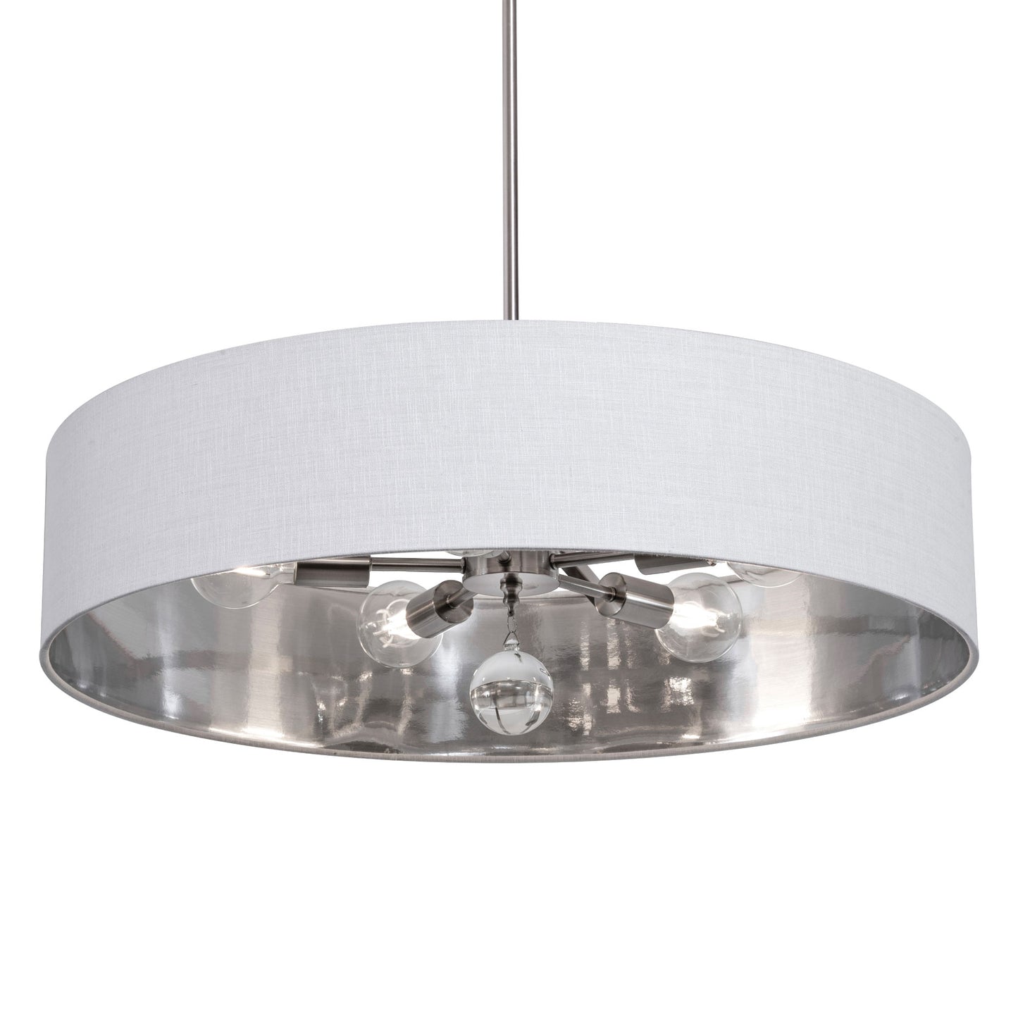 AFX Lighting CLNP30MBSN-WHSL Celine 30 Inch LED Pendant Light Medium Base Satin Nickel Finish - White/Silver shade