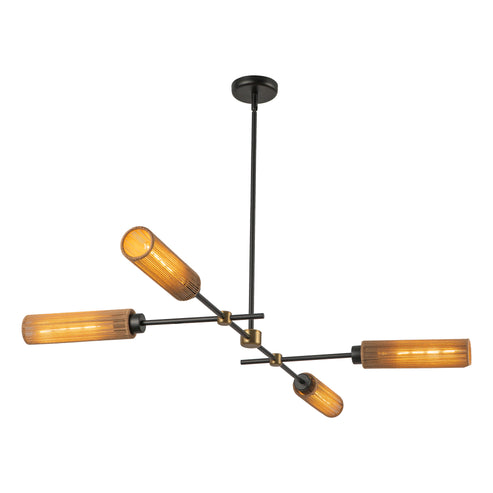 Alora Mood LP491452MBTJ Colby 4 Light 52 inch Matte Black and Tan Jute Linear Pendant Ceiling Light