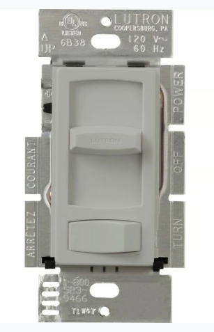 Lutron CTELV-303P-GR Skylark Contour LED+ Dimmer, 300W 1 Pole 3-way Dimmer Switch, Gray Finish