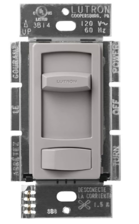 Lutron CTFSQ-F-GR Skylark Contour Quiet 3-Speed Fan Control, No 1.5A 3-Speed Ceiling Fan, 120V, 1 Pole/3-Way, Gray Finish