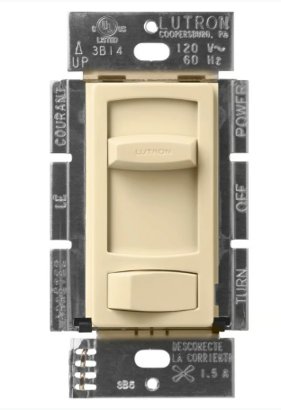 Lutron CTFSQ-FH-IV Skylark Contour Quiet 3-Speed Fan Control, No 1.5A 3-Speed Ceiling Fan, 120V, 1 Pole/3-Way, Ivory Finish