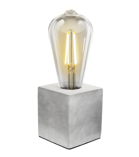 Feit Electric CUBE1/ST19/CA 3.5 in. Cube Vintage Industrial Style Table Lamp Base With Clear ST19 Bulb Vintage LED, Color Temperature 2700K, Wattage 5.5W, Voltage 120V