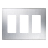 Lutron CW-3-SS Claro Screwless Designer Wall Plate W/Three Gang, Stainless Steel Finish