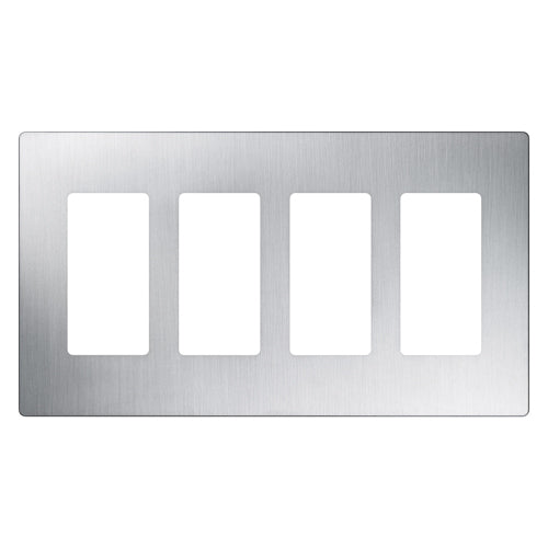 Lutron CW-4-SS Claro Decora Screwless Wall Plate W/Four Gang, Stainless Steel Finish