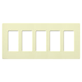 Lutron CW-5-AL Claro Decora Screwless Wall Plate W/Five Gang, Almond Finish