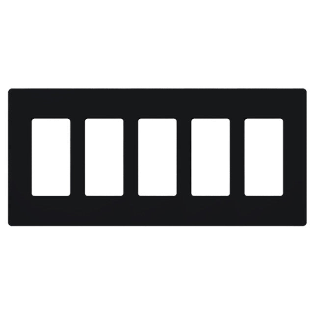 Lutron CW-5-BL Claro Decora Screwless Wall Plate W/Five Gang, Black Finish