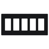 Lutron CW-5-BL Claro Decora Screwless Wall Plate W/Five Gang, Black Finish