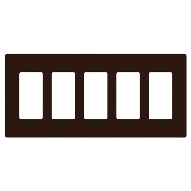 Lutron CW-5-BR Claro Decora Screwless Wall Plate W/Five Gang, Brown Finish