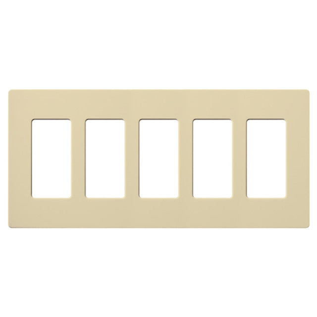 Lutron CW-5-IV Claro Decora Screwless Wall Plate W/Five Gang, Ivory Finish