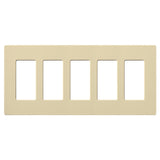 Lutron CW-5-IV Claro Decora Screwless Wall Plate W/Five Gang, Ivory Finish