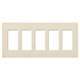 Lutron CW-5-LA Claro Decora Screwless Wall Plate W/Five Gang, Light Almond Finish