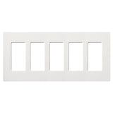 Lutron CW-5-WH Claro Decora Screwless Wall Plate W/Five Gang, White Finish