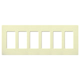 Lutron CW-6-AL Claro Decora Screwless Wall Plate W/Six Gang, Almond Finish