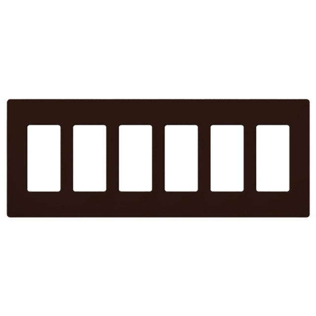 Lutron CW-6-BR Claro Decora Screwless Wall Plate W/Six Gang, Brown Finish
