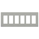 Lutron CW-6-GR Claro Decora Screwless Wall Plate W/Six Gang, Gray Finish