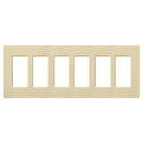 Lutron CW-6-IV Claro Decora Screwless Wall Plate W/Six Gang, Ivory Finish