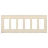 Lutron CW-6-LA Claro Decora Screwless Wall Plate W/Six Gang, Light Almond Finish