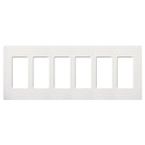 Lutron CW-6-WH Claro Decora Screwless Wall Plate W/Six Gang, White Finish