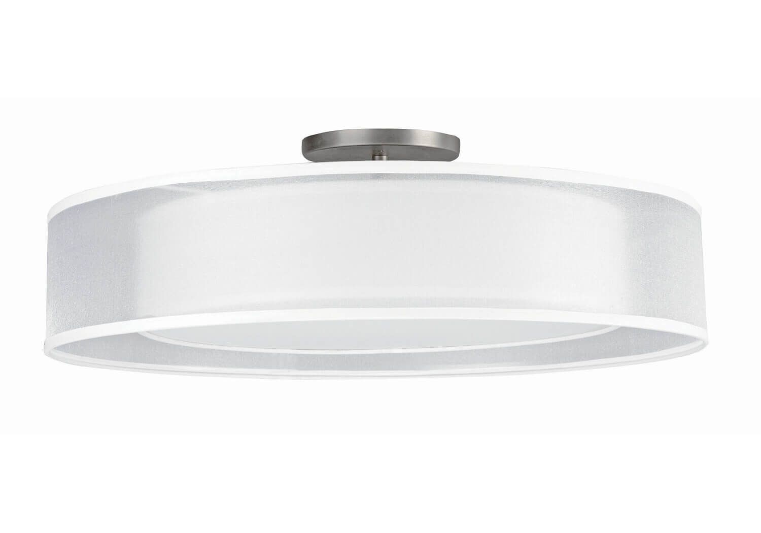 AFX Lighting CZF1824LAJUDSN-WHWH Cortez 18 Inch LED Semi-Flush Mount In Satin Nickel With Dual Shades