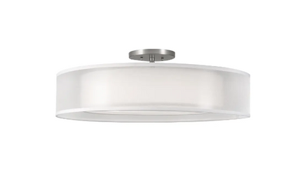 AFX Lighting CZF3040LAJUDSN-WHWH Cortez 30 Inch LED Semi-Flush Mount In Satin Nickel With Dual Shades