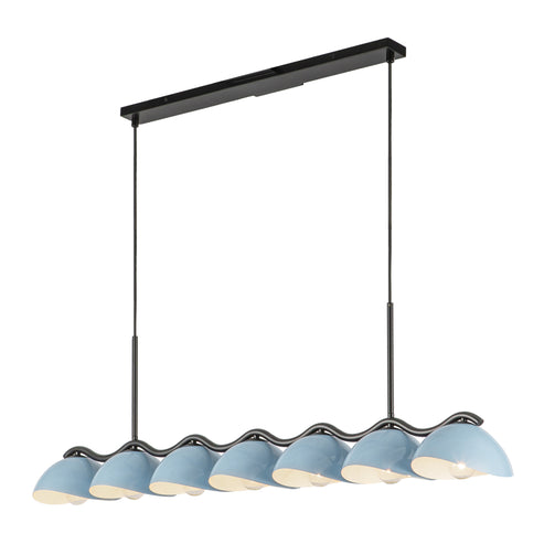 Kuzco Lighting LP57642-BK/CER Atlas 7 Light 42.38 inch Black and Cerulean Linear Pendant Ceiling Light