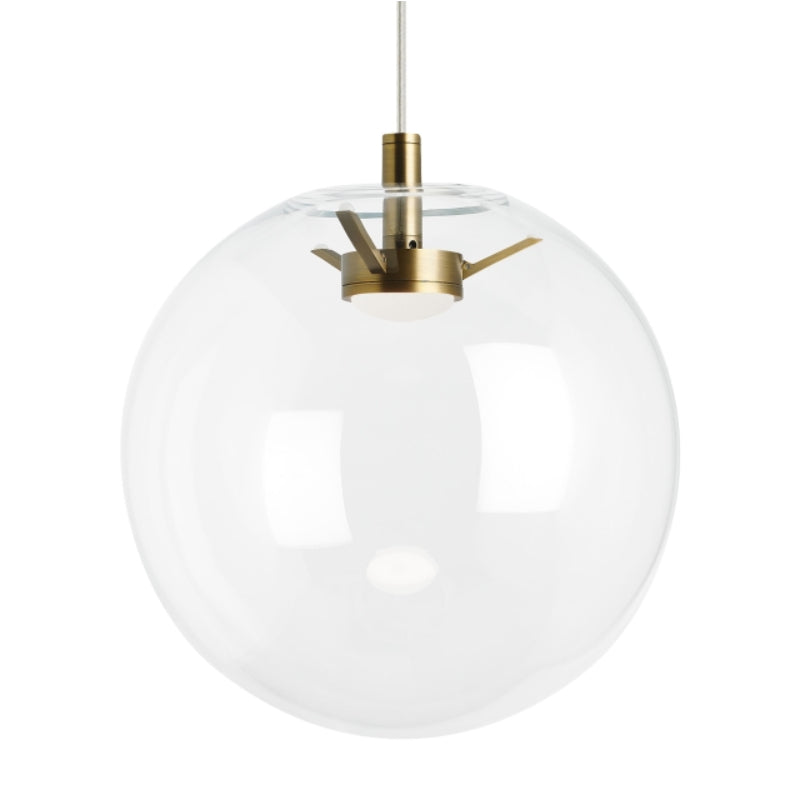 Visual Comfort Architectural 700TDPLNPCR Modern 14" Palona 1-lt Pendant Ceiling Light - 120V  - Color: Clear - Finish: Aged Brass
