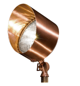 Dabmar Lighting LV30-L9-64K-CP Solid Brass Directional Flood Light Hooded Screw LED, Voltage 12V, Wattage 9W, Color Temperature 6400K, Copper Finish