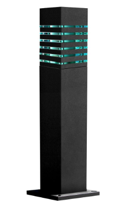 Dabmar Lighting D170-B Steel Bollard Squared, E26, Black Finish