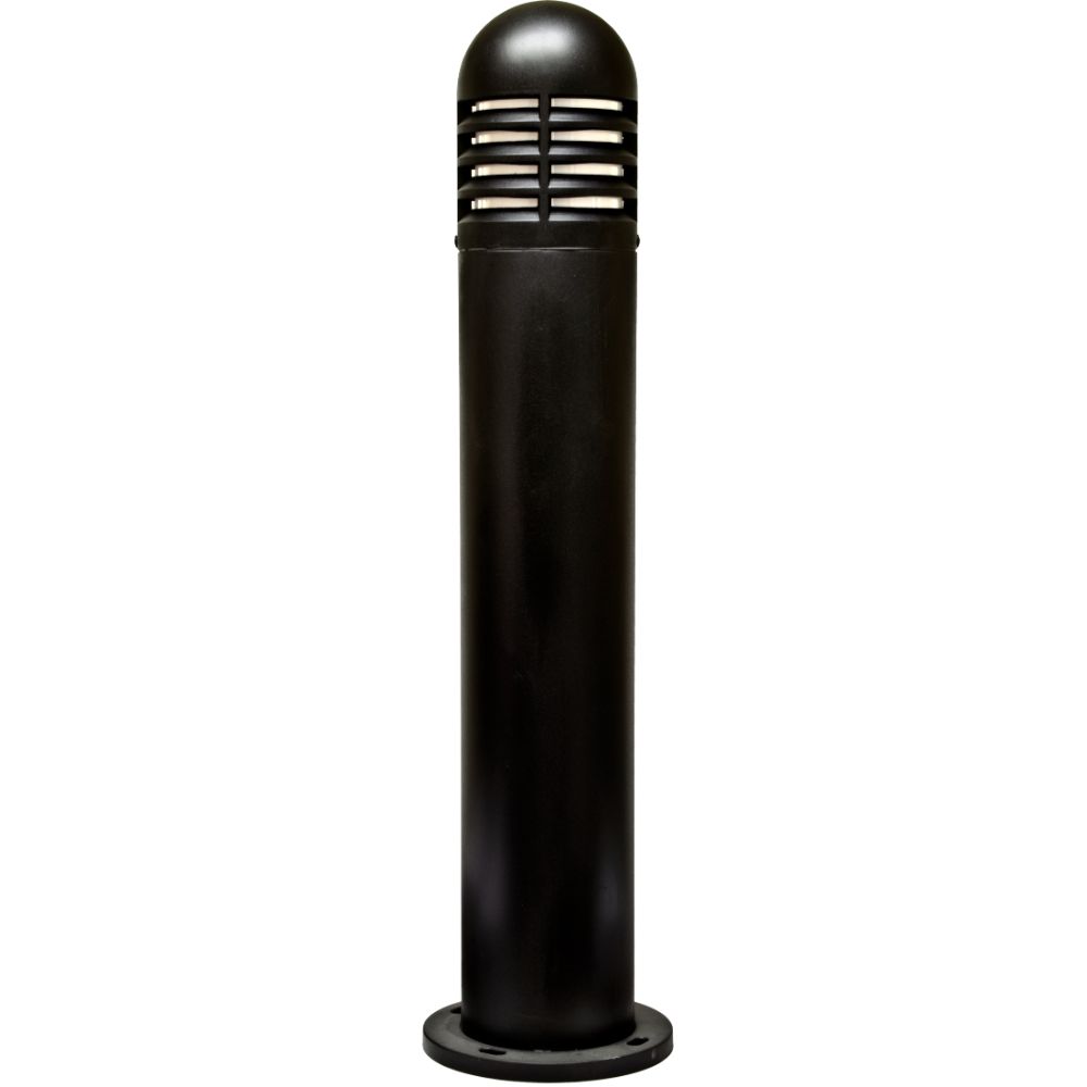 Dabmar Lighting D180-B LED Fiberglass Bollard Louvered Down Incandescent 120V Light, Black Finish