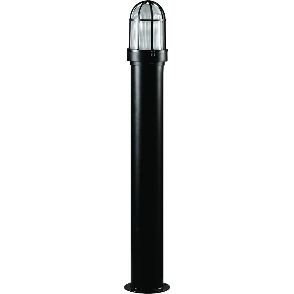 Dabmar Lighting D3100-L6-30K-B Steel Bollard Open Cage, E26, Voltage 120V, Wattage 6W, Color Temperature 3000K, Black Finish