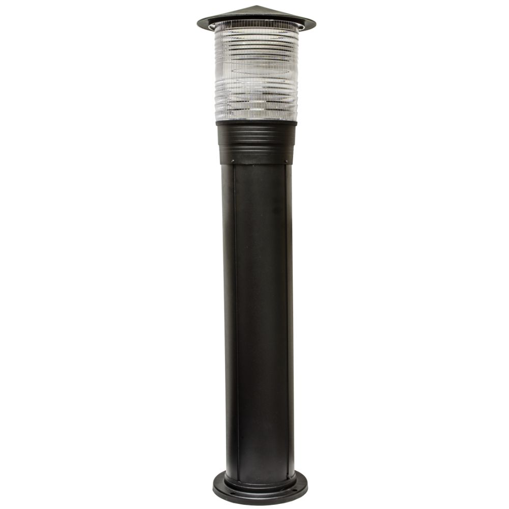 Dabmar Lighting D350-L12-50K-B LED Cast Aluminum Bollard Prism Light, 120V-277V, G24, Wattage 12W, Color Temperature 5000K, Black Finish