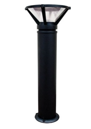 Dabmar Lighting D480-B Cast Aluminum Bollard Ribbed, E26, No Lamp, Black Finish