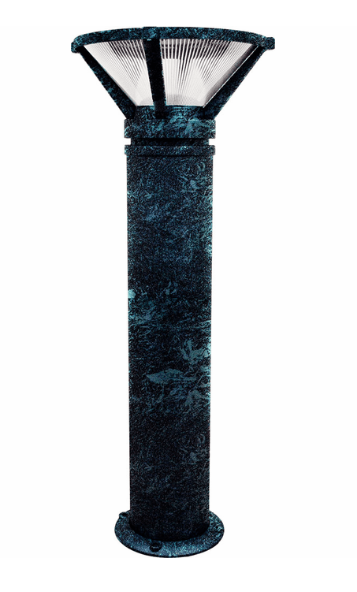 Dabmar Lighting D480-L12-30K-VG Cast Aluminum Bollard Ribbed, G24, Color Temperature 3000K, Verde Green Finish
