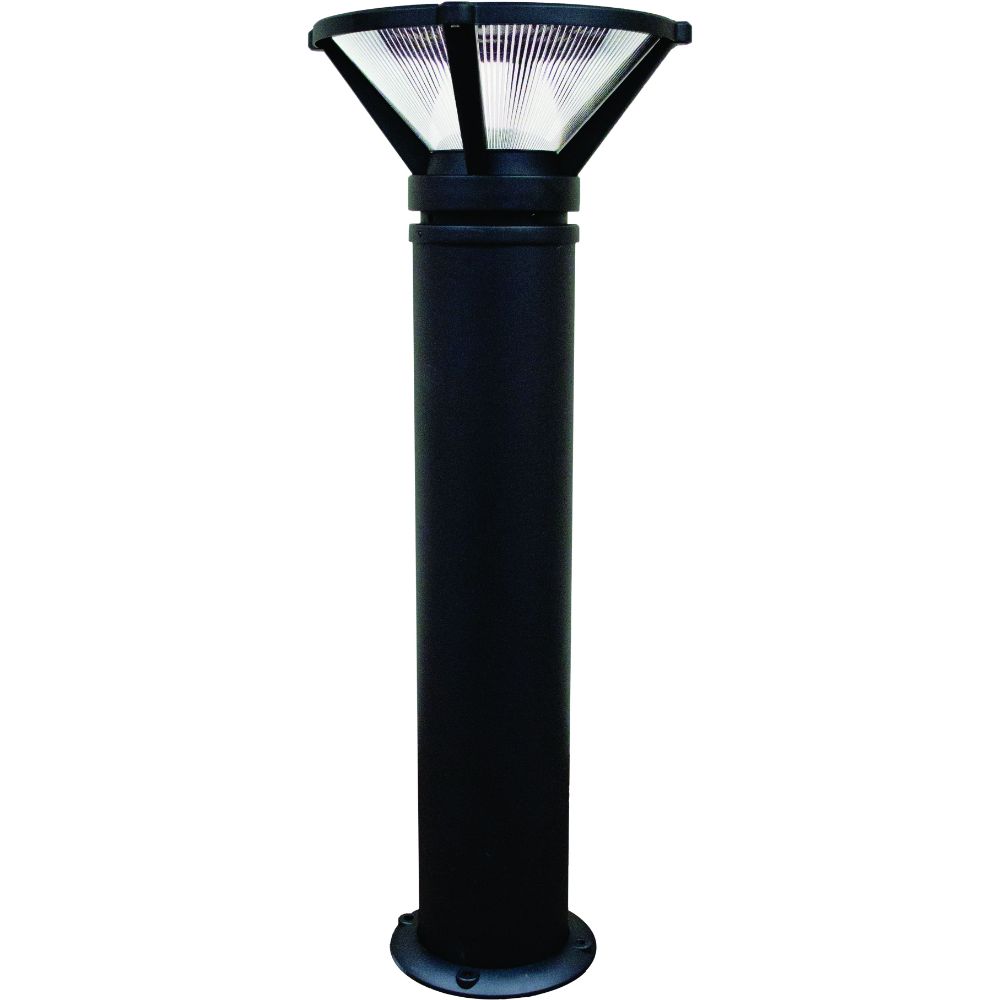 Dabmar Lighting D480-L12-50K-B LED Cast Aluminum Bollard Ribbed Light , 120V-277V, G24, Wattage 12W, Color Temperature 5000K, Black Finish
