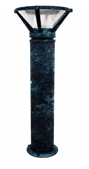 Dabmar Lighting D480-L12-50K-VG LED Cast Aluminum Bollard Ribbed Light, 120V-277V, G24, Wattage 12W, Color Temperature 5000K, Verde Green Finish