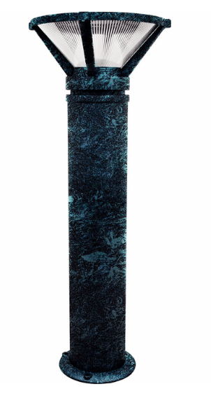 Dabmar Lighting D480-L6-RGBW-VG LED Cast Aluminum Ribbed Bollard Light, 120V, E26, Wattage 6W, Color Temperature RGBW, Verde Green Finish