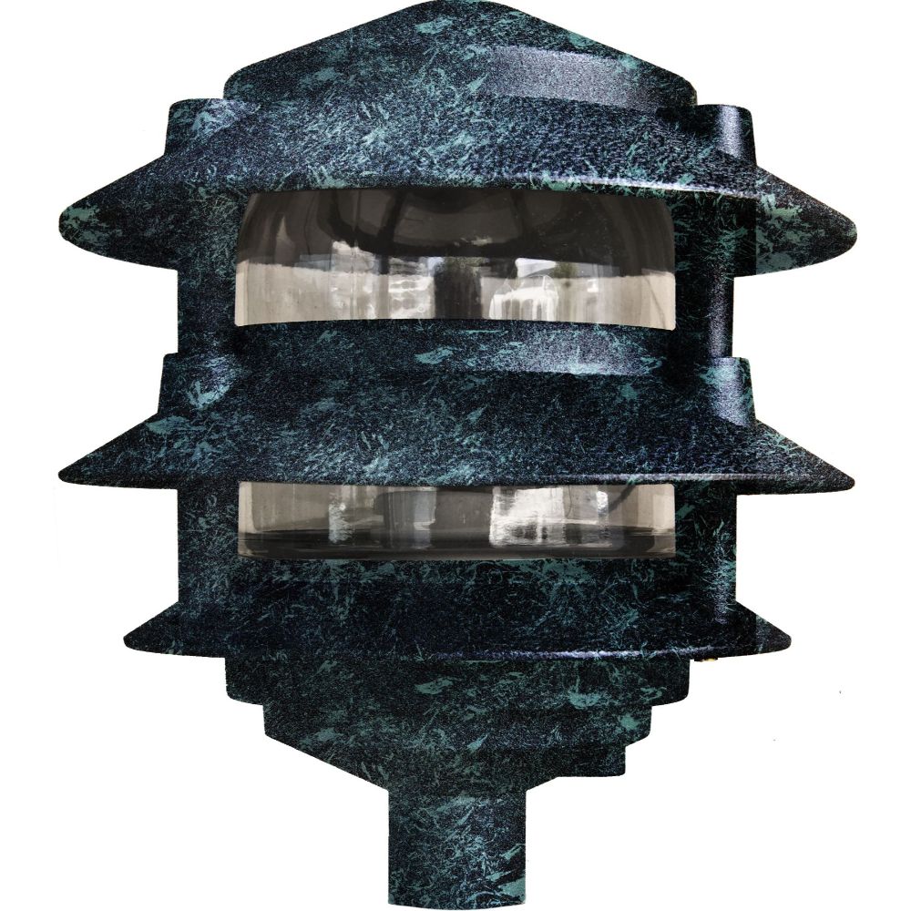Dabmar Lighting D5000-10T-VG LED Cast Aluminum Pagoda Light, 3-Tier, 1/2" Base, 10" Top, 120V, E26 W/ No Lamp, Verde Green Finish