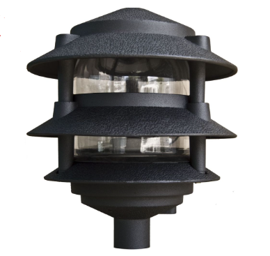 Dabmar Lighting D5000-L6-60K-310-B Cast Aluminum Pagoda 3-Tier 3" Base 10" Top, E26, Color Temperature 6000K, Black Finish