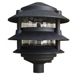 Dabmar Lighting D5000-L6-30K-3B-B Cast Aluminum Pagoda 3-Tier 3" Base 6" Top, E26, Color Temperature 3000K, Black Finish