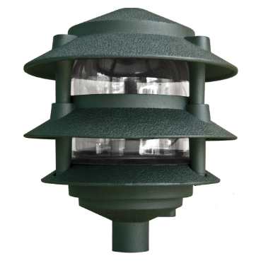 Dabmar Lighting D5000-L6-30K-310-G Cast Aluminum Pagoda 3-Tier 3" Base 10" Top, E26, Color Temperature 3000K, Green Finish