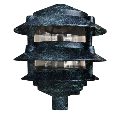 Dabmar Lighting D5000-L6-RGBW-VG Cast Aluminum Pagoda 3-Tier 1/2" Base 6" Top, E26, Color Temperature RGBW, Verde Green Finish