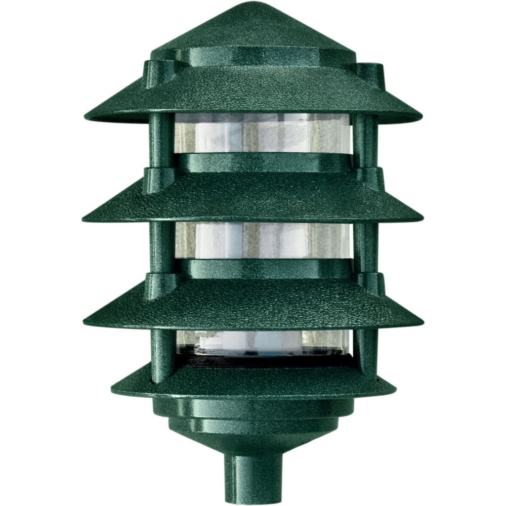 Dabmar Lighting D5100-G Cast Aluminum Pagoda 4-Tier 1/2" Base 6" Top, E26, No Lamp, Green Finish