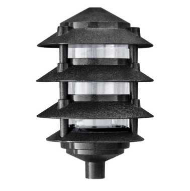 Dabmar Lighting D5100-L6-60K-10T-B Cast Aluminum Pagoda 4-Tier 1/2" Base 10" Top, E26, Color Temperature 6000K, Black Finish