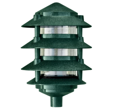 Dabmar Lighting D5100-L6-RGBW-310-G Cast Aluminum Pagoda 4-Tier 3" Base 10" Top, E26, Color Temperature RGBW, Green Finish