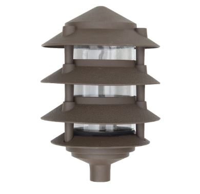 Dabmar Lighting D5100-L6-30K-3B-BZ Cast Aluminum Pagoda 4-Tier 3" Base 6" Top, Color Temperature 3000K, E26, Bronze Finish