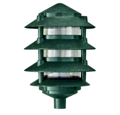 Dabmar Lighting D5100-L6-30K-3B-G Cast Aluminum Pagoda 4-Tier 3" Base 6" Top, Color Temperature 3000K, E26, Green Finish