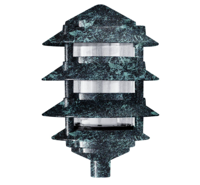 Dabmar Lighting D5100-L6-RGBW-VG Cast Aluminum Pagoda 4-Tier 1/2" Base 6" Top, E26, Color Temperature RGBW, Verde Green Finish