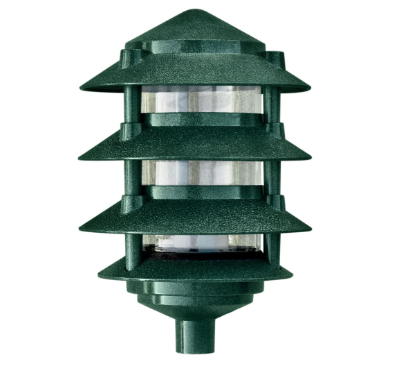 Dabmar Lighting D5100-L6-30K-310-G Cast Aluminum Pagoda 4-Tier 3" Base 10" Top, Color Temperature 3000K, E26, Green Finish