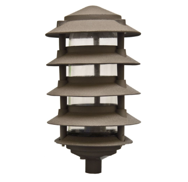 Dabmar Lighting D5500-L12-50K-10T-BZ Cast Aluminum Pagoda 5-Tier 1/2" Base 10" Top, G24, Color Temperature 5000K, Bronze Finish